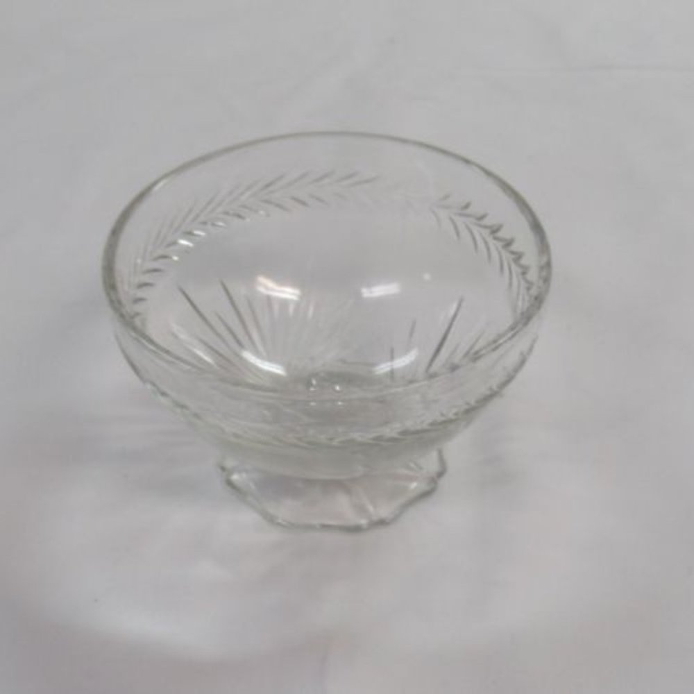 Jeannette Depression Glass Crystal Sunburst Footed Sherbet Dish or Bowl